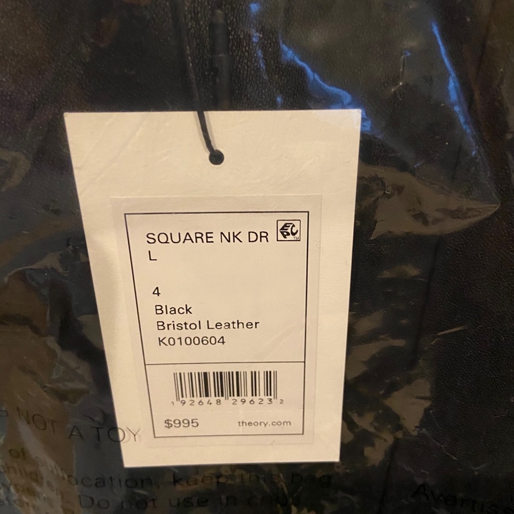 Theory black leather dress with tags  New . Size 4